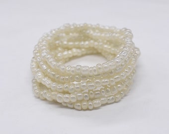 Cream Seed Bead Stretch Bracelet, Stackable Bracelet