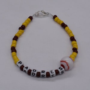 San Diego Padres Baseball Bracelet, Padres Bracelet, Baseball Jewelry, Padres Jewelry, Bead Bracelet, Sports Bracelet, Baseball Bracelet,