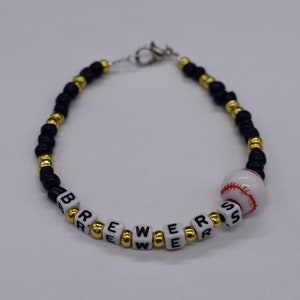 Milwaukee Brewers Baseball Bracelet, Brewers Bracelet, Baseball Jewelry, Bead Bracelet, Sports Bracelet, Baseball Bracelet, Team Bracelets