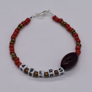 49ers Bracelet, San Francisco 49ers Bracelet, Sports Bracelets, Bead Bracelet, Team Bracelet, Football Bracelet, Beaded Bracelet