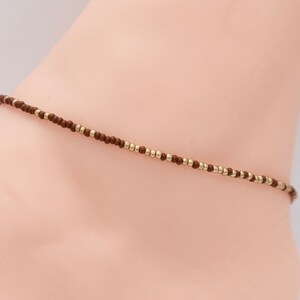 Beach Anklet, Beaded Anklet, Gift For Her, Ankle Bracelet, Women’s Anklet, Anklet Jewelry, Boho Anklet, Brown Anklet, Gold Anklet