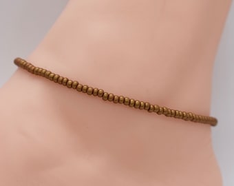 Tobillera playera con cuentas doradas, pulsera de tobillo estilo bohemio