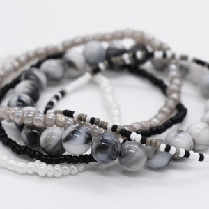 Stretch Bracelets, Gift For Her, Bracelet Stack, Stretchy Bracelets, Stackable Bracelets, Bead Bracelets, White Bracelets, Black Bracelets
