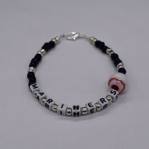 Seattle Mariners Baseball Bracelet, Mariners Bracelet, Baseball Jewelry, MarinersJewelry, Bead Bracelet, Sports Bracelet, Baseball Bracelet,