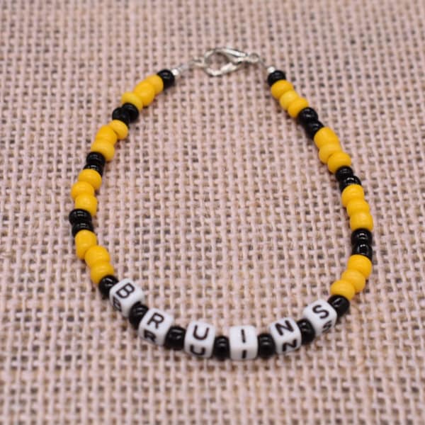 Boston Bruins Bracelet, Hockey Bracelet, Boston Bracelet,  Beaded Bracelet, Bruins Bracelet , Sport Bracelet, Team Bracelet, Bead Bracelet