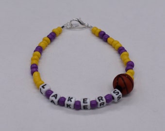 Los Angeles Lakers armband, Lakers armband, Los Angeles armband, sportarmband, teamarmbanden, basketbalarmband, kralenarmband