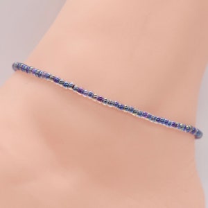 Beach Anklet, Beaded Anklet, Gift For Her, Ankle Bracelet, Women’s Anklet, Anklet Jewelry, Boho Anklet, Purple Anklet, Summer Jewelry