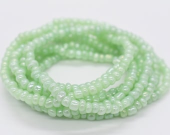 Light Green Seed Bead Stretch Bracelet, Hippie Stacking Bracelet
