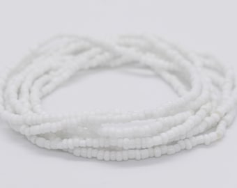 White Seed Bead Stretch Bracelet, Stackable Jewelry