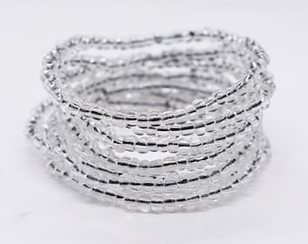 Bracelet extensible en perles de rocaille transparentes, bijoux en perles empilables
