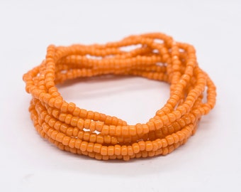 オレンジビーズブレスレット ストレッチブレスレット、スタッキングブレスレット、スタック
