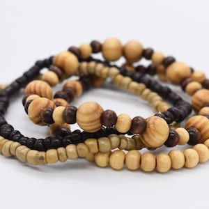 Stretch Bracelets, Gift For Her, Stack Bracelets, Brown Bracelets, Stackable Bracelets, Bead Bracelets, Stretchy Bracelets, Wooden Bracelets