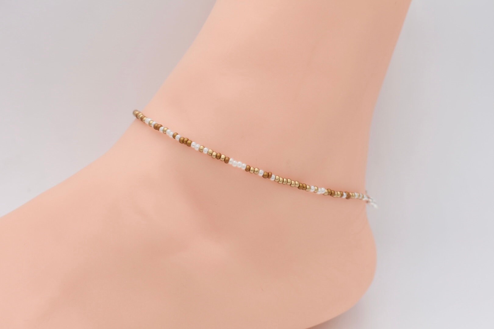 Beach Anklet, White Anklet, Gift for Her, Ankle Bracelet, Women's