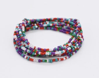 Bracelet extensible en perles de rocaille colorées, bijoux bohèmes empilables