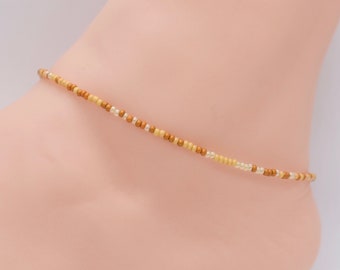 Tobillera playera con cuentas, cuentas de cristal checas, joyería boho hippie.