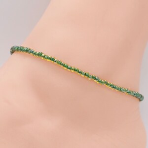 Tornozeleira de praia, tornozeleira com contas, presente para ela, tornozeleira feminina, tornozeleira feminina, tornozeleira boho, tornozeleira verde, joias de verão