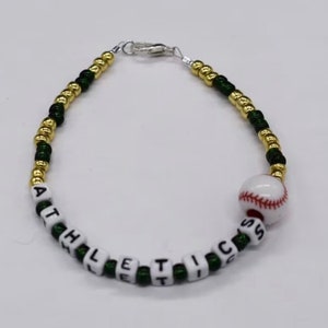 Oakland Athletics Baseball Bracelet, Sports Bracelet, Baseball Bracelet, Baseball Jewelry, Team Bracelets, Beaded Bracelet, Sports Jewelry