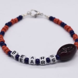 Bears Bracelet, Chicago Bears Bracelet, Bead Bracelet, Sports Bracelet, Team Bracelet, Football Bracelet, Beaded Bracelet