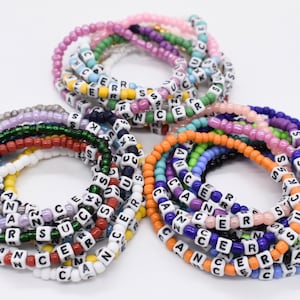 Cancer Awareness Bracelet, Cancer Sucks Bracelet, Stretch Bracelet, Beaded Bracelet, Cancer Jewelry, Cancer Bracelet, Stretchy Bracelet