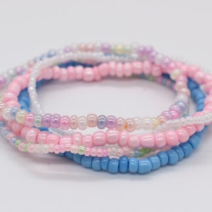 Stretch Bracelets, Gift For Her, Bracelet Stack, Blue Bracelet, Stackable Bracelet, Pink Bracelet, Stretchy Bracelet, Multi Color Bracelets