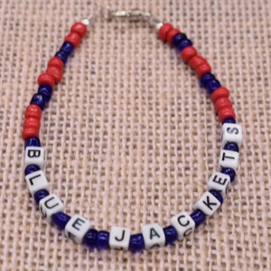 Columbus Blue Jackets, Hockey Bracelet, Hockey Jewelry, Bead Bracelet, Blue Jackets Bracelet, Spots Bracelet, Beaded Bracelet, Team Bracelet
