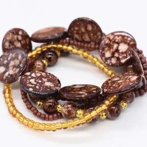 Stretch Bracelets, Gift For Her, Bracelet Stack, Brown Bracelet, Stackable Bracelet, Crystal Bracelet, Stretchy Bracelets, Bracelet Set