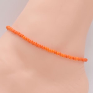 Beach Anklet, Beaded Anklet, Gift For Her, Ankle Bracelet, Women’s Anklet, Anklet Jewelry, Boho Anklet, Orange Anklet, Summer Jewelry