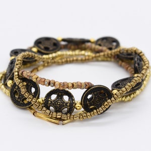 Stretch Bracelets, Gift For Her, Bracelet Stack, Gold Bracelets, Stackable Bracelets, Stretchy Bracelets, Brown Bracelets, Beaded Bracelets