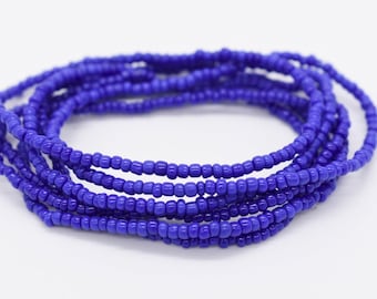 Blue Seed Bead Stretch Bracelet, Stackable Friendship Bracelet
