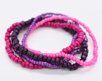 Stretch Bracelets, Gift For Her, Pink Bracelets, Stackable Bracelets, Bead Bracelets, Stretchy Bracelets, Purple Bracelets, Boho Bracelet