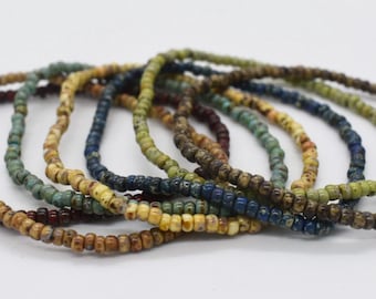Earthy Picasso Seed Bead Bracelet – Stackable Stretch Bracelets – Boho Jewelry – Gift for Her