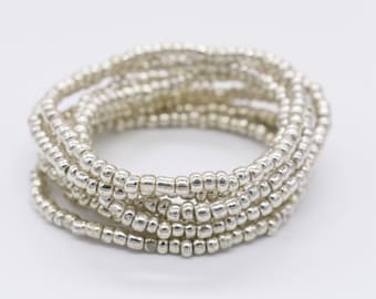 Stretch Bracelet, Stackable Bracelet, Stack Bracelet, Summer Jewelry, Beaded Bracelet, Silver Bracelets, Bead Bracelet, Stretchy Bracelet