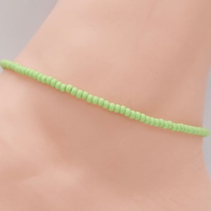 Tornozeleira de praia, tornozeleira com contas, presente para ela, tornozeleira feminina, tornozeleira feminina, tornozeleira boho, tornozeleira verde, joias de verão