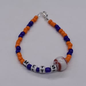 New York Mets Baseball Bracelet, Mets Bracelet, Baseball Jewelry, Mets Jewelry, Bead Bracelet, Sports Bracelet, Baseball Bracelet,
