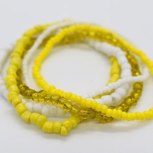 Stretch Bracelet, Gift For Her, Stack Bracelet, Yellow Bracelet, Stackable Bracelets, Bead Bracelet, Stretchy Bracelet, White Bracelets