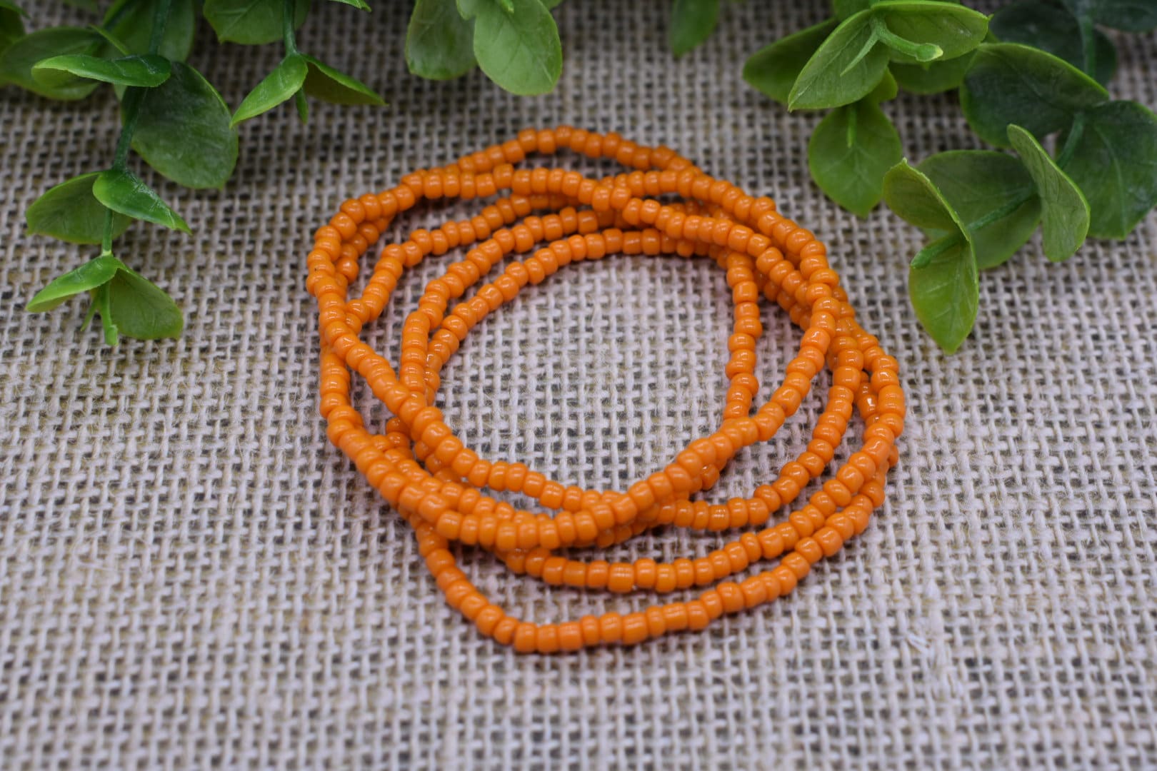 オレンジビーズブレスレット ストレッチブレスレット、スタッキングブレスレット、スタック