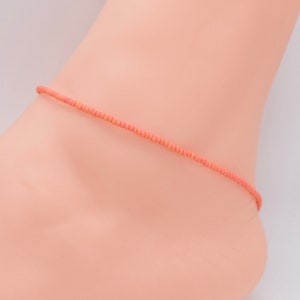 Beach Anklet, Beaded Anklet, Gift For Her, Ankle Bracelet, Women’s Anklet, Anklet Jewelry, Boho Anklet, Peach Anklet, Hippie Anklet