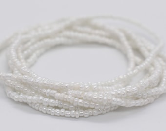White Beaded Stretch Bracelet Set | Minimalist Boho Stackable Jewelry