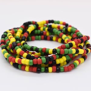 Stretch Bracelets, Stackable Bracelet, One Love Bead Bracelet, Jamaican Bracelet, Beaded Bracelet, Rasta Stretch Bracelets, Reggae Bracelet