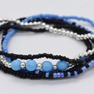 Pulseras elásticas, pulseras apilables, pulseras azules, pulseras apilables, pulseras de cuentas, pulseras elásticas, ropa de playa, pulseras negras