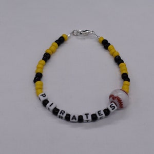 Pittsburgh Pirates Baseball Bracelet, Pirates Bracelet, Sports Bracelet, Baseball Bracelet, Bead Bracelet, Sports Jewelry, Team Bracelets