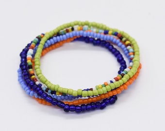 Seed Bead Stretch Bracelet Set, Colorful Stacking Bracelets