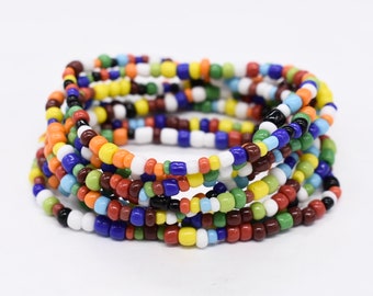 Colorful Seed Bead Stretch Bracelet, Stackable Friendship Jewelry