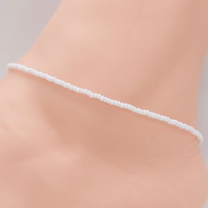 Beach Anklet, Beaded Anklet, Gift For Her, Ankle Bracelet, Women’s Anklet, Anklet Jewelry, Boho Anklet, White Anklet, Hippie Anklet