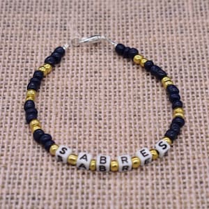 Buffalo Sabres Bracelet, Hockey Jewelry, Sports Bracelet, Beaded Hockey Bracelet, Team Bracelet, Hockey Bracelet, Hockey Mom Bracelet