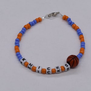 New York Knicks armband, orange och blå pärla, basketberlock