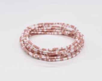 Peach Seed Bead Bracelet, Stackable Trendy Jewelry