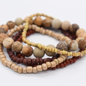 Stretch Bracelets, Gift For Her, Bracelet Stack, Brown Bracelets, Stackable Bracelet, Stack Bracelets, Stretchy Bracelets, Beaded Bracelets