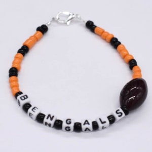 Bengals Bracelet, Cincinnati Bengals, Sports Bracelet, Team Bracelet, Football Bracelet, Football Jewelry, Bead Bracelet
