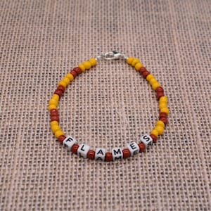 Calgary Flames Hockey Bracelet, Flames Bracelet, Sports Bracelet, Bead Bracelet, Team Bracelet, Hockey Bracelet, Beaded Bracelet